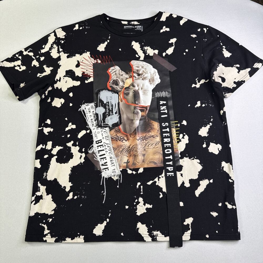 Smoke Rise Men’s 2XL Graphic T Shirt Distressed Urban Streetwear Punk Grunge